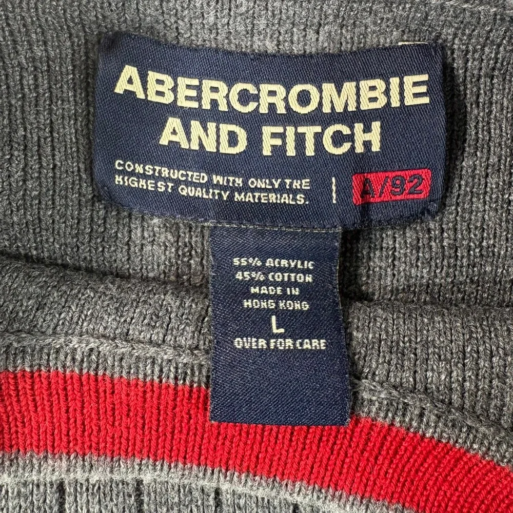 Abercrombie and Fitch Sweater‎ Mens Large Gray Cotton Blend Ribbed Crewneck